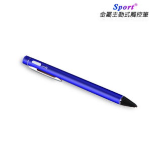 【B】【TP-B22科技藍】Sport金屬細字主動式電容式觸控筆(附USB充電線)